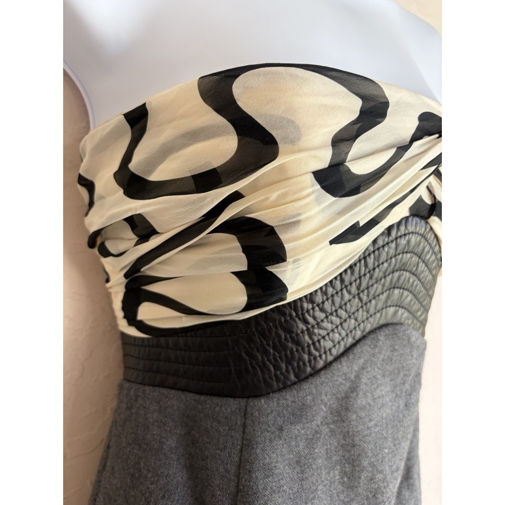 Vintage Y2K Emilio Pucci Silk Leather Wool Strapless Mini Dress NWT IT 38 US XS - Picture 10 of 14